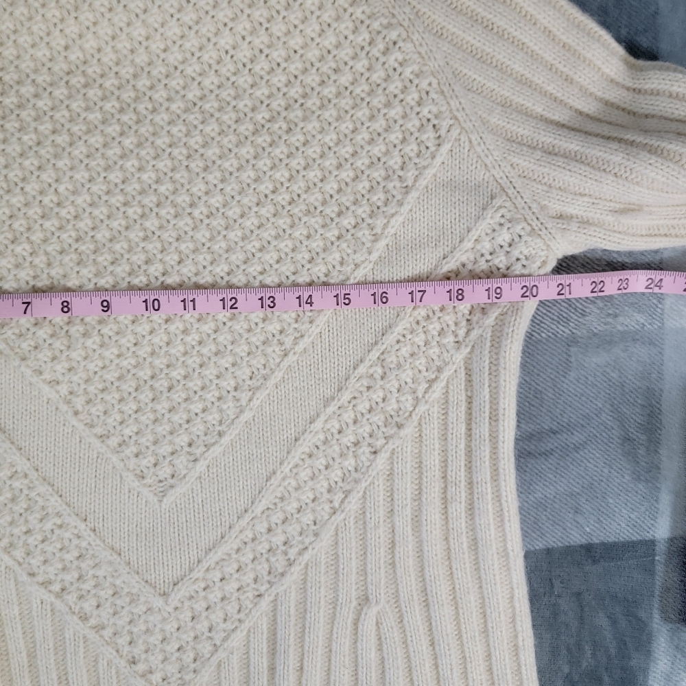 Banana Republic Wool Alpaca Blend Ivory Mock Neck Cable Knit Sweater Size XL - Picture 8 of 9